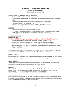 2016 District 11 4-H Photography Contest Rules and Guidelines