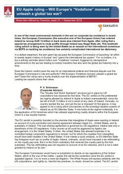 EU Apple ruling &ndash; Will Europe`s &ldquo;Vodafone&rdquo; moment unleash