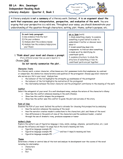 8B LA: Mrs. Swaninger Independent Reading Book Literary Analysis