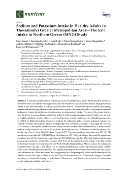 Sodium and Potassium Intake in Healthy Adults in Thessaloniki