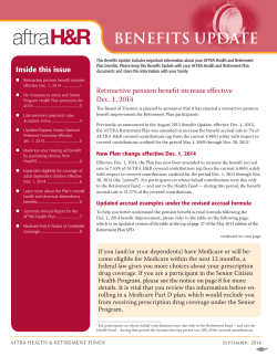 September 2014 Benefits Update