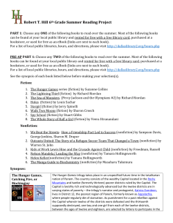 Robert T. Hill 6th Grade Summer Reading Project