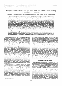 Streptococcus vestibularis sp. nov. from the Human Oral Cavity