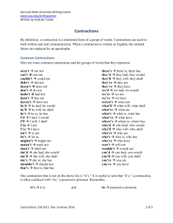 Contractions - San Jose State University