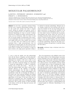 molecular palaeobiology - Bristol Palaeobiology