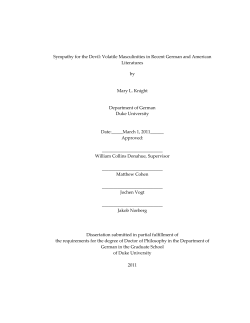 Sympathy for the Devil: Volatile Masculinities in Recent German and