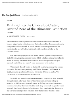 Drilling Into the Chicxulub Crater, Ground Zero of the Dinosaur