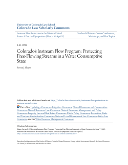 Colorado`s Instream Flow Program