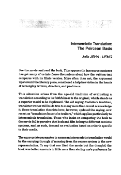 Intersemiotic Translation: The Peircean Basis See the movie and