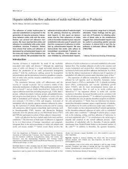 Heparin inhibits the flow adhesion of sickle red blood cells to P