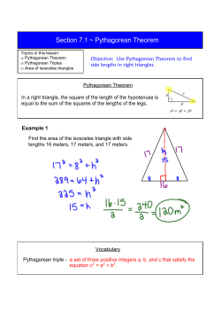 Section 7.1 ~ Pythagorean Theorem