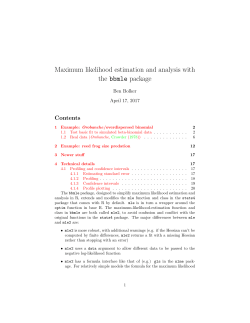 Maximum likelihood estimation and analysis with the bbmle
