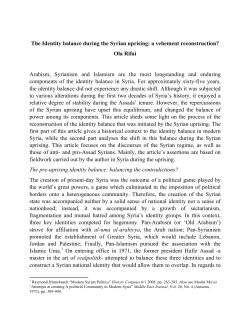 The Identity balance during the Syrian uprising: a vehement