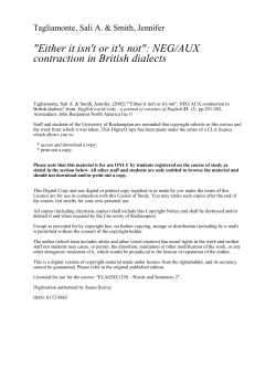 "Either it isn`t or it`s not": NEG/AUX contraction in British dialects