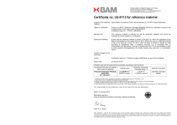 Certificate no. U2-0113 for reference material - Sigma