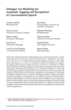 Dialogue Act Modeling for Automatic Tagging and Recognition of