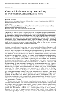 Culture and development: taking culture seriously in development