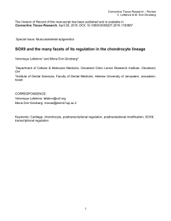 SOX9 and the many facets of its regulation in the chondrocyte lineage