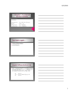Implicit Differentiation &reg; Local Extrema &reg; Def 1: Suppose