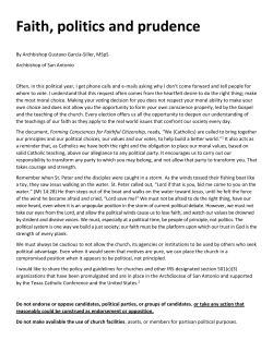 Faith, politics and prudence