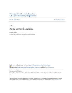 Bond Limited Liability - UF Law Scholarship Repository
