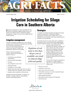 Irrigation Scheduling for Silage Corn in Southern Alberta (Agdex