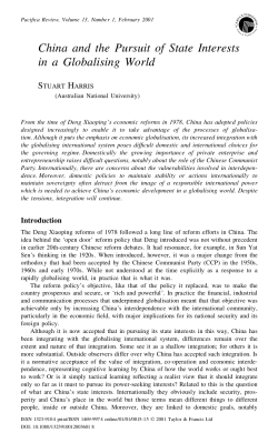China and the Pursuit of State Interests in a