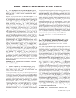 Student Competition: Metabolism and Nutrition, Nutrition I (Abstracts