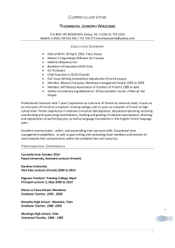Curriculum Vitae Thomson Joseph Wazome