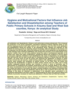 Hygiene and Motivational Factors that Influence Job Satisfaction and