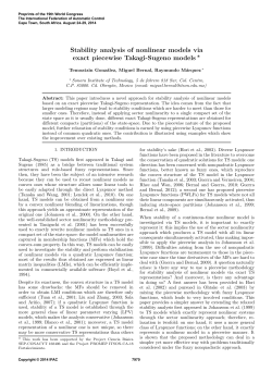 Stability Analysis of Nonlinear Models Via Exact Piecewise Takagi