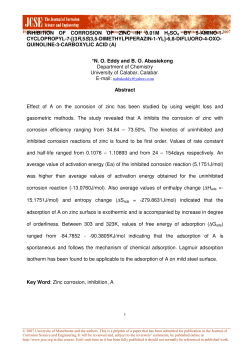 inhibition of corrosion of zinc in 0.01m h2so4 by 5-amino-1