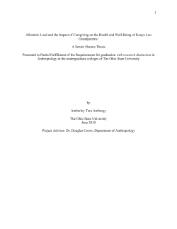 1 Allostatic Load and the Impact of Caregiving on the Health and