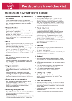 Pre departure travel checklist