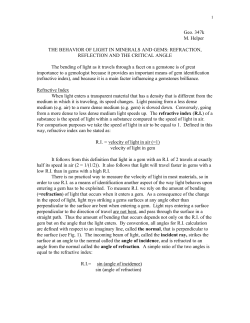 Geo. 347k M. Helper THE BEHAVIOR OF LIGHT IN MINERALS AND