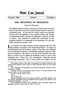 The Impotence of Reticence - Duke Law Scholarship Repository