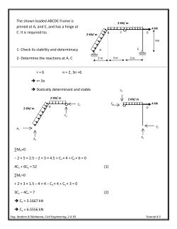 r = 6 n = 2, 3n =6 → r= 3n → Statically determinant and stable ∑MA