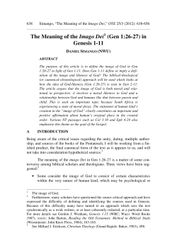 The Meaning of the Imago Dei (Gen 1:26-27) in Genesis 1-11