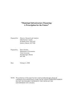 Municipal Infrastructure Financing: A Prescription