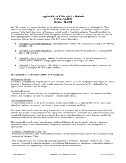 Applicability of Chlorophyll a Methods