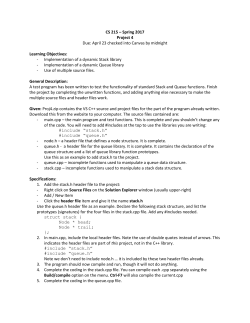 CS 215 &ndash; Spring 2017 Project 4 Due: April 23 checked into Canvas