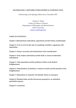 MATERIALISM: A HISTORICO-PHILOSOPHICAL INTRODUCTION