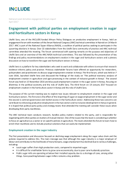Engagement with political parties on employment creation in sugar