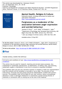 Anger, Forgiveness and Suicidal Behavior