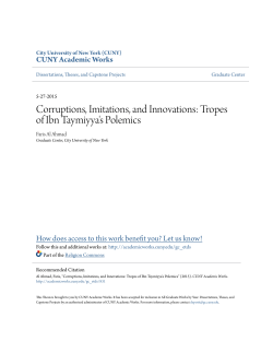 Corruptions, Imitations, and Innovations: Tropes of Ibn Taymiyya`s