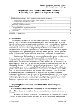 Integrating Lexical Semantics and Formal Semantics. Case Study I