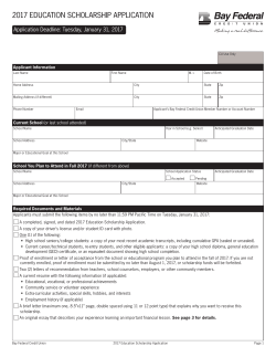 Bay Federal Credit Union 2017 Education Scholarship Application