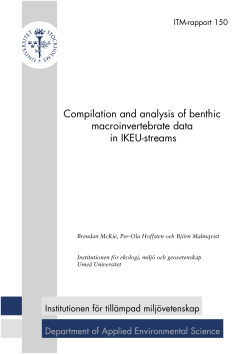 Compilation and analysis of benthic macroinvertebrate data in