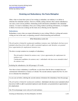Straining out Redundancy: the Pasta Metaphor