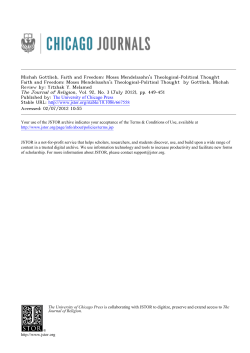 Michah Gottlieb, Faith and Freedom: Moses